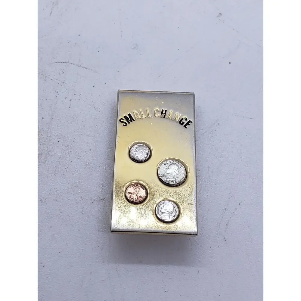 Vintage Money Clip Mini USA Coins Penny Nickel Dime Quarter 1977 Gift
